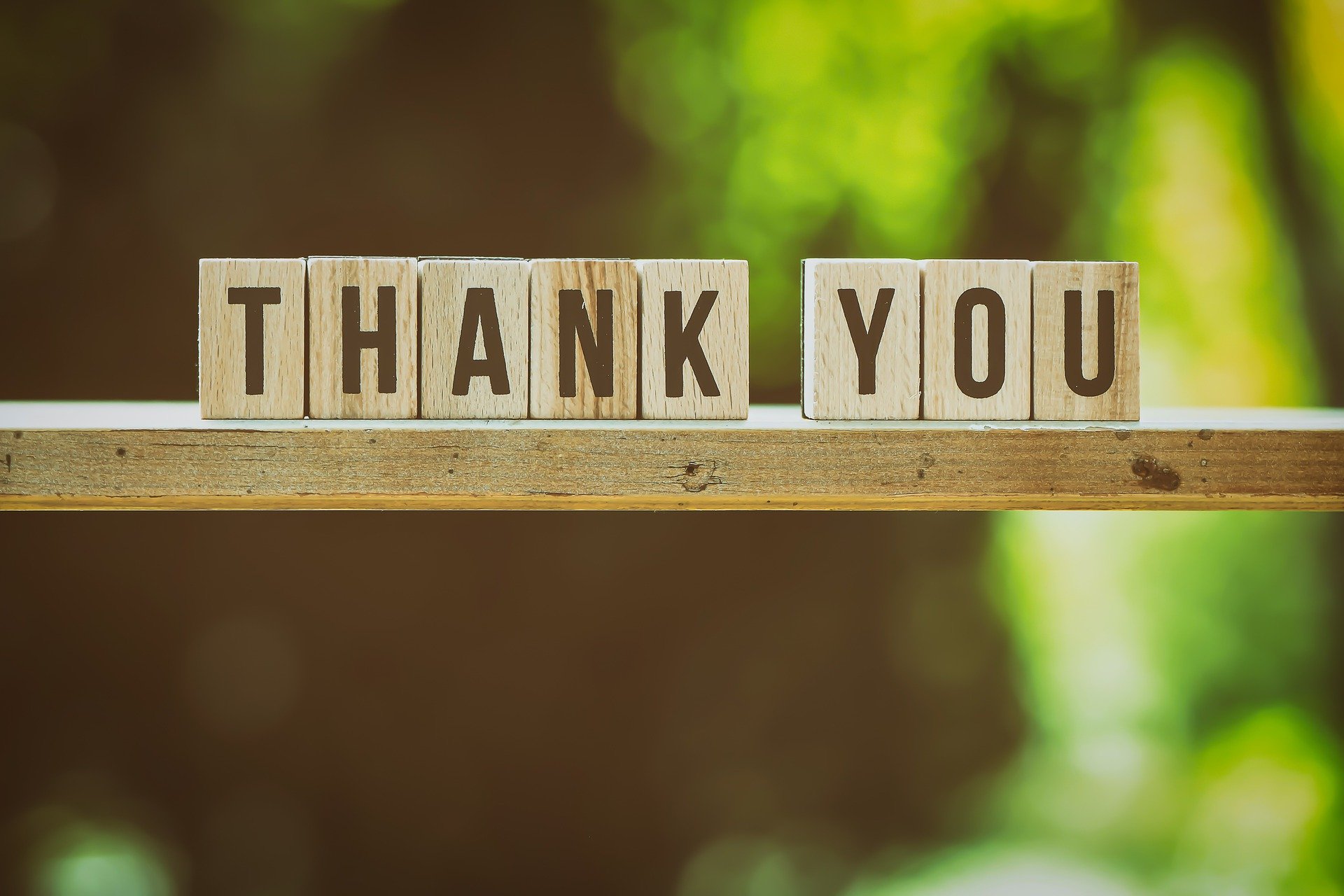 Thank You written in wooden blocks